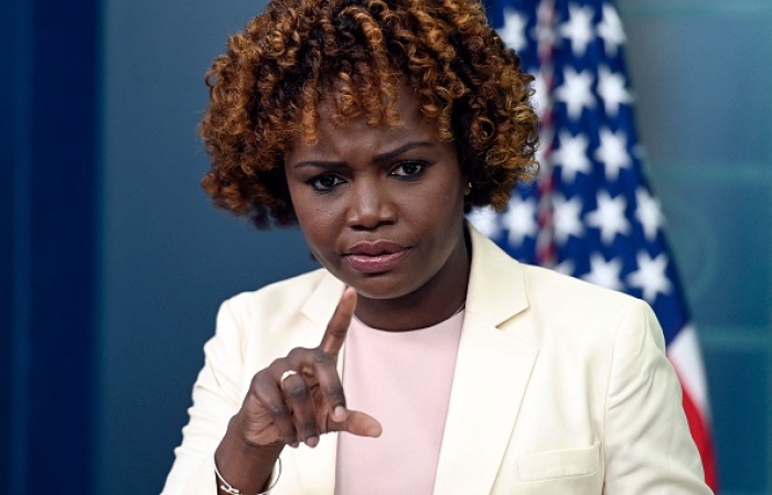 White House Press Secretary Karine Jean-Pierre speaks during a press briefing on August 25, 2022. (Photo by OLIVIER DOULIERY/AFP via Getty Images)