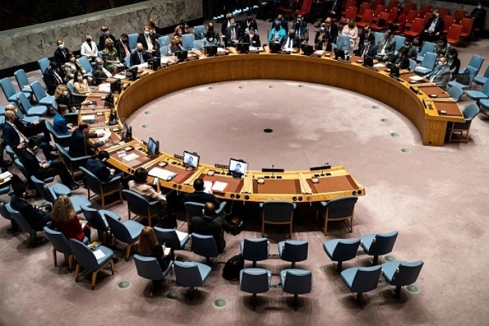 The United Nations Security Council meets in New York. (Photo by John Minchillo /Pool /AFP via Getty Images)