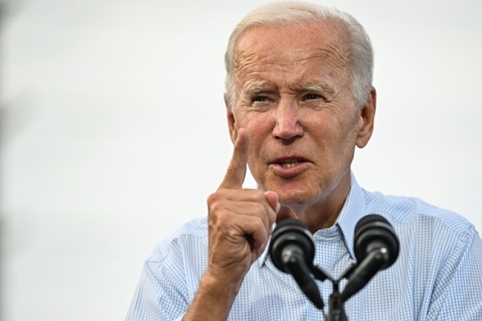 President Joe Biden speaks at a Labor Day event with United Steelworkers of America Local Union 2227 in West Mifflin, Pennsylvania on September 5, 2022. (Photo by MANDEL NGAN/AFP via Getty Images)