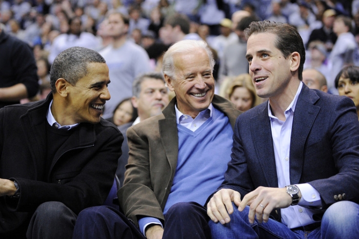 Hunter Biden, right, and President Joe Biden and former President Barack Obama.  (Getty Images)  
