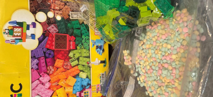 Rainbow fentanyl hidden in a LEGO box seized in New York City. (Photo is one of several slides featured on DEA website)