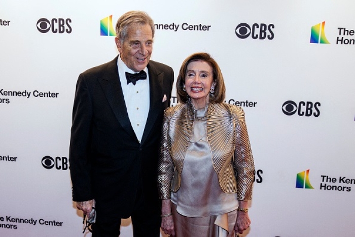 Speaker of the House Nancy Pelosi and husband Paul Pelosi attend the 44th Kennedy Center Honors on December 5, 2021. (Photo by SAMUEL CORUM/AFP via Getty Images)