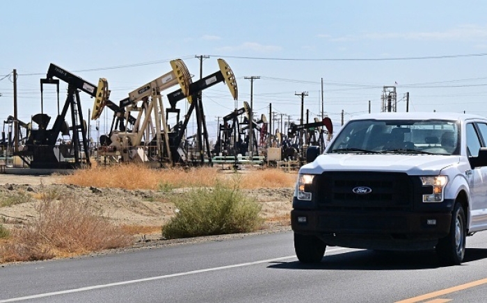 Oil pumpjacks along a section of Highway 33 known as the Petroleum Highway north of McKittrick in Kern County, California on September 28, 2022. (Photo by FREDERIC J. BROWN/AFP via Getty Images)