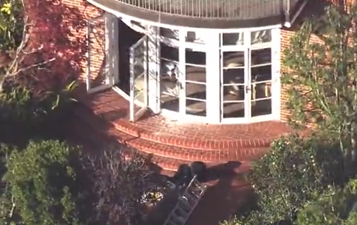 The shattered glass door of Paul and Nancy Pelosi's home in San Francisco. (Photo: Screen capture)