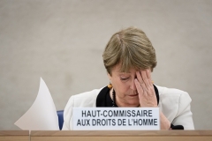 Michelle Bachelet at a session of the Human Rights Council in Geneva. (Photo by Fabrice Coffrini/AFP via Getty Images)
