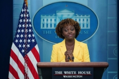 White House Press Secretary Karine Jean-Pierre speaks during the daily briefing in the Brady Press Briefing Room of the White House in Washington, DC, on September 13, 2022. (Photo by MANDEL NGAN/AFP via Getty Images)