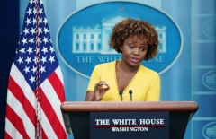 White House Press Secretary Karine Jean-Pierre speaks during the daily briefing in the James S Brady Press Briefing Room of the White House in Washington, DC, on September 26, 2022. (Photo by MANDEL NGAN/AFP via Getty Images)