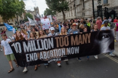 The pro-life 10 Million Lives Too Many march proceeds up Whitehall on September 3, 2022 in London, England. (Photo by Guy Smallman/Getty Images)