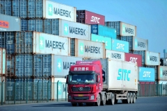 This photo taken on October 14, 2019 shows containers stacked at the port in Qingdao, in China's eastern Shandong province. - China's imports and exports fell more than expected in September, official data showed on October 14, as US tariffs and cooling demand at home and abroad hit trade in the world's second largest economy. (Photo by STR/AFP via Getty Images)