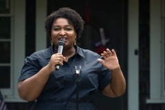  Georgia gubernatorial candidate Stacey Abrams speaks to supporters and members of the Rabun County Democrats group on July 28, 2022 in Clayton, Georgia. Abrams is running against current Georgia Governor Brian Kemp the election is to be held on November 8, 2022. (Photo by Megan Varner/Getty Images)
