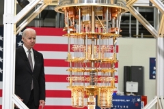 President Joe Biden looks at quantum computer during a tour of the IBM facility in Poughkeepsie, New York, on October 6, 2022. IBM has announced a $20-billion investment in quantum computing and semiconductor manufacturing at its New York state facilities. (Photo by MANDEL NGAN/AFP via Getty Images)