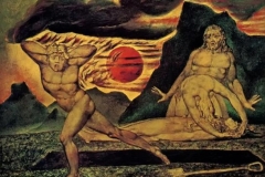 Cain fleeing from the wrath of God by William Blake.  (Screenshot) 