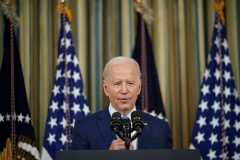 President Joe Biden speaks during a press conference a day after the US midterm elections, from the State Dining Room of the White House in Washington, DC, on November 9, 2022. (Photo by MANDEL NGAN/AFP via Getty Images)