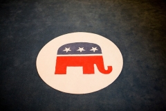 The symbol of the Republican Party on in a rug in the lobby of the Republican Party's headquarters in Washington. (Photo by Brooks Kraft LLC/Corbis via Getty Images)